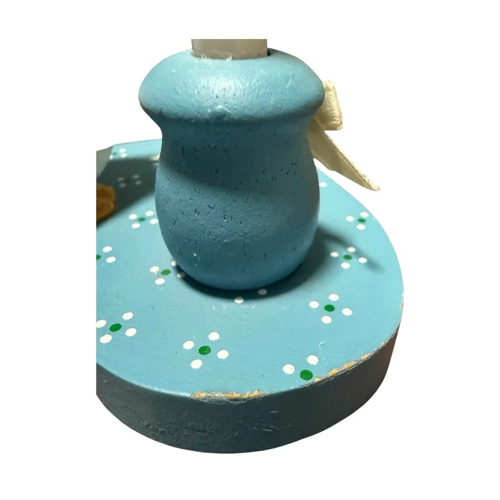 1980s cottage core Country Kitchen wooden porcelain blue goose candle decor